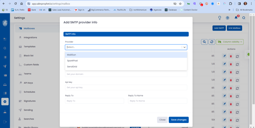 Connect an SMTP Service to Sales Prophet